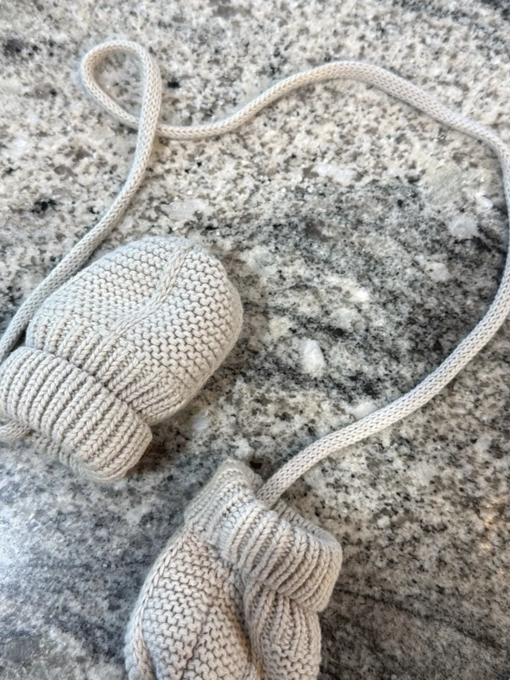 Cream Knit Baby Earflap Hat and Calikids Mittens Set  0 to 9 months